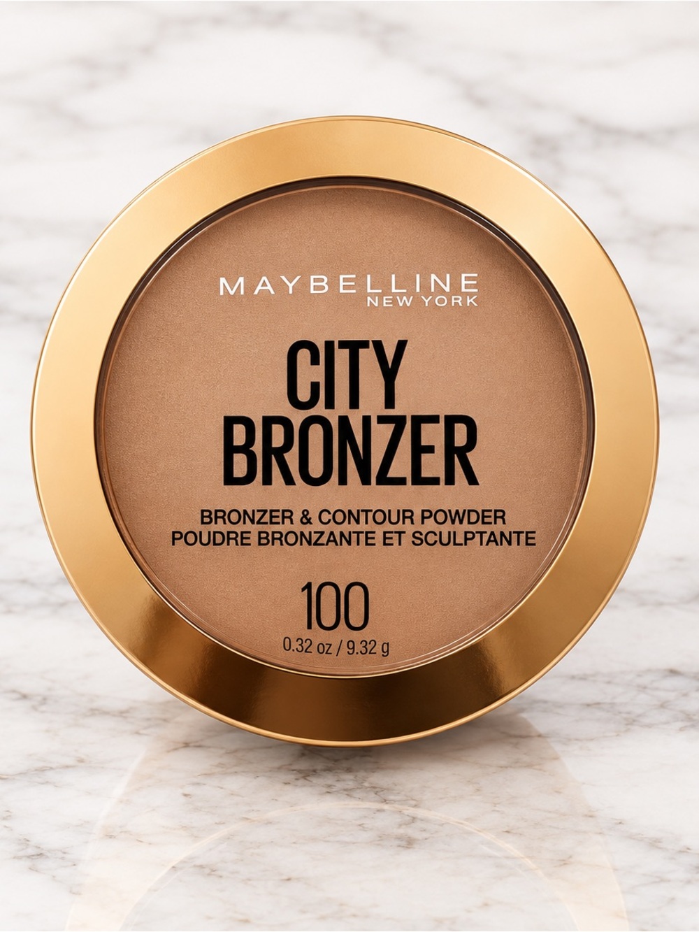 Maybelline City Bronzer 100 Warm Bronze Compact with Gold Rim
